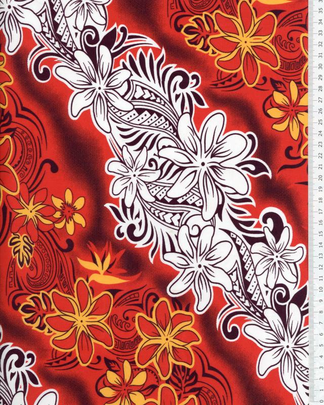 Tissu Polynésien KARI Rouge - Tissushop